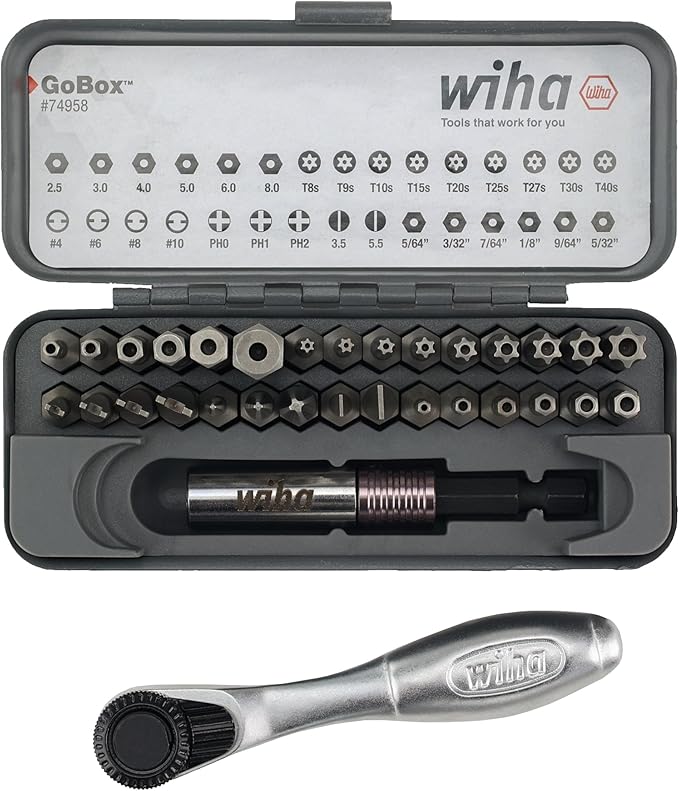 Wiha 74958 32 Piece GoBox Security Bit Set with Mini Ratchet