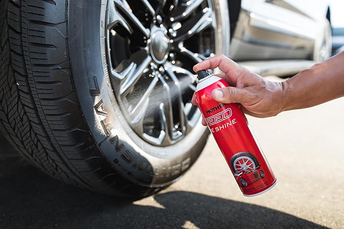 Mothers Speed Tire Shine, 15 oz. Aerosol — Long-Lasting, High-Gloss “Just Dressed” Finish — No Sling, Browning or Run, Fast & Easy Application — Micro-Emulsion Resins, Premium Silicones (16915)