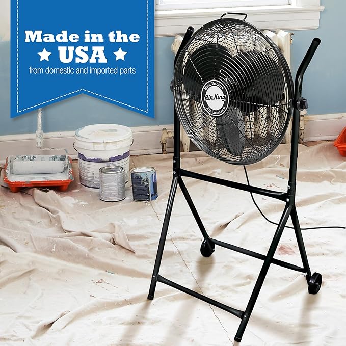 Air King 9219 18-Inch Industrial Grade High Velocity Roll-About Stand with Fan,Black