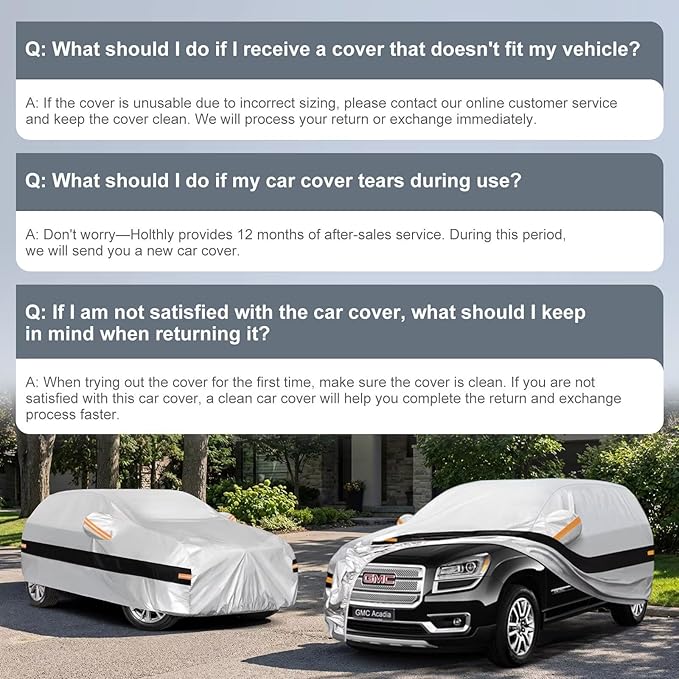 10 Layers SUV Car Cover Custom Fit for GMC Acadia (2007-2026), Waterproof All Weather for Automobiles, Outdoor Full Cover Sun Dust Rain Protection with Cotton. Silver