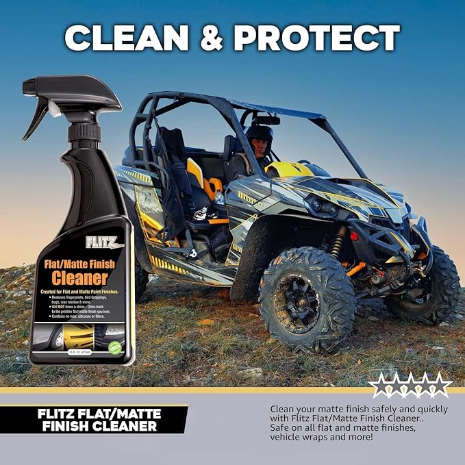 Flitz Flat Matte Finish Cleaner - 16oz Bottle of USA-Made Vinyl Wrap Spray to Easily Remove Grease, Wax, Dust, & More - Quick Drying Matte Paint Cleaner - Ideal for Cars, Motorcycles (3 Pack)