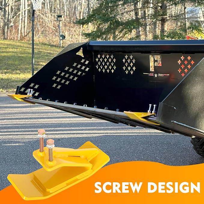 Tractor Bucket Protector, EBESTTECH 2 PCS Bucket Edge Anti-Skid Device Ski Edge Protector Double Hexagon Lock Nuts and Bolts,for Snow Leaves Removal Spreading Gravel,Yellow