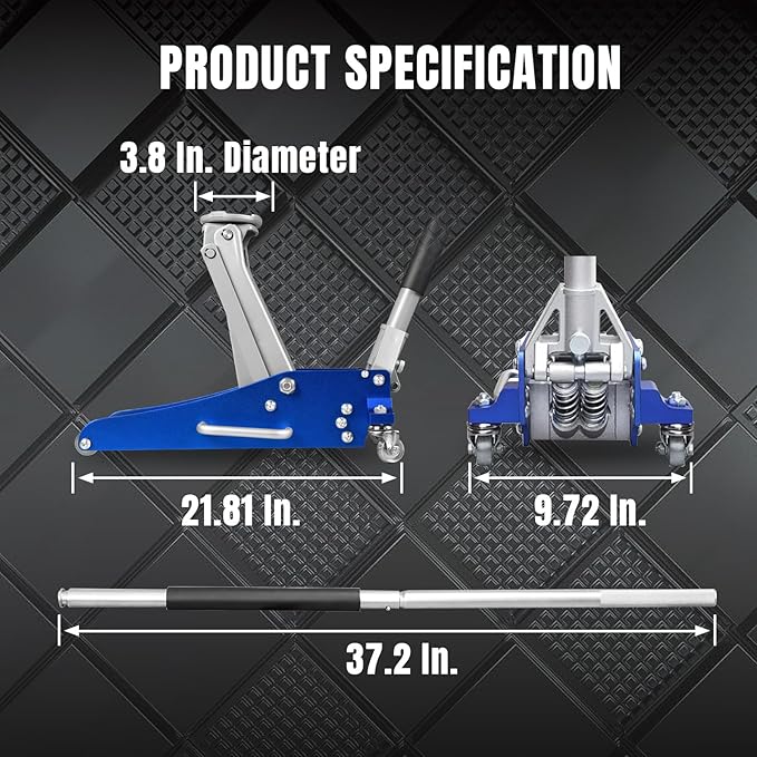 Torin 2.5 Ton Low Profile Aluminum/Steel Racing Floor Jack with Dual Piston Quick Lift Pump, 5521 lb Capacity, Lift Range 3.94"-18.31", SUV & Truck Compatible, Red