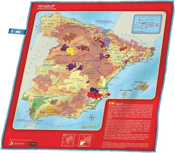WineBuff Microfiber Polishing Towel | Perfect for Wine Glasses, Kitchenware and More | Leaves Glass and Stainless Steel Spotless | Spain Edition