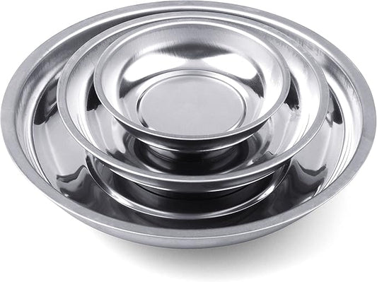 HORUSDY Magnetic Tray | 3-Piece | Round Magnetic Parts Tray | 3 Inch 4 Inch 6 Inch Magnetic Tray for Mechanic's | Stainless Steel