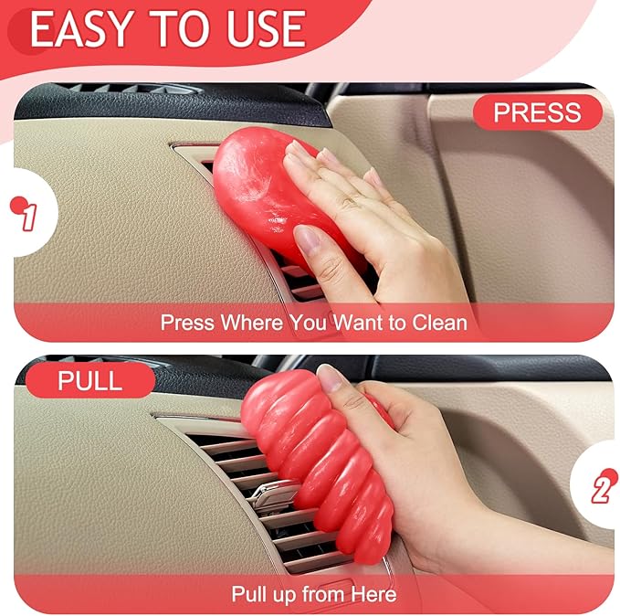 Car Cleaning Gel Car Cleaning Putty Car Putty Car Interior Cleaner Car Slime Car Detailing Kit Car Accessories Gifts for Men Women Stocking Stuffers Red