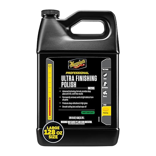 Meguiar's Professional Ultra Finishing Polish M20501 - Scratch and Swirl Remover, High-Gloss Detailing Polish for a Show Car Shine, for Use by Hand, DA Polisher or Rotary, 128 Oz, 1 Gallon