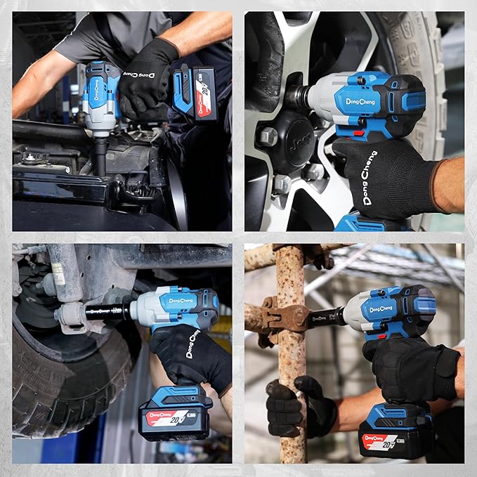 Dong Cheng 20V Brushless Impact Wrench, 515 ft-lbs High Torque, 1/2 inch 4-Speed Cordless Impact Gun with Tool Bag, Easily Removes Bolts on Cars, Trucks, and Tractors, Includes 4.0Ah Battery & Charger