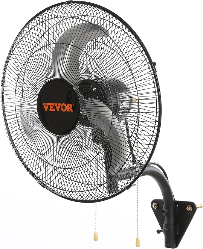 VEVOR 18 inch Wall Mount Fan Oscillating, 3-speed High Velocity Max. 4000 CFM Industrial Wall Fan for Indoor, Commercial, Residential, Warehouse, Greenhouse, Workshop, Basement, Black, ETL Listed