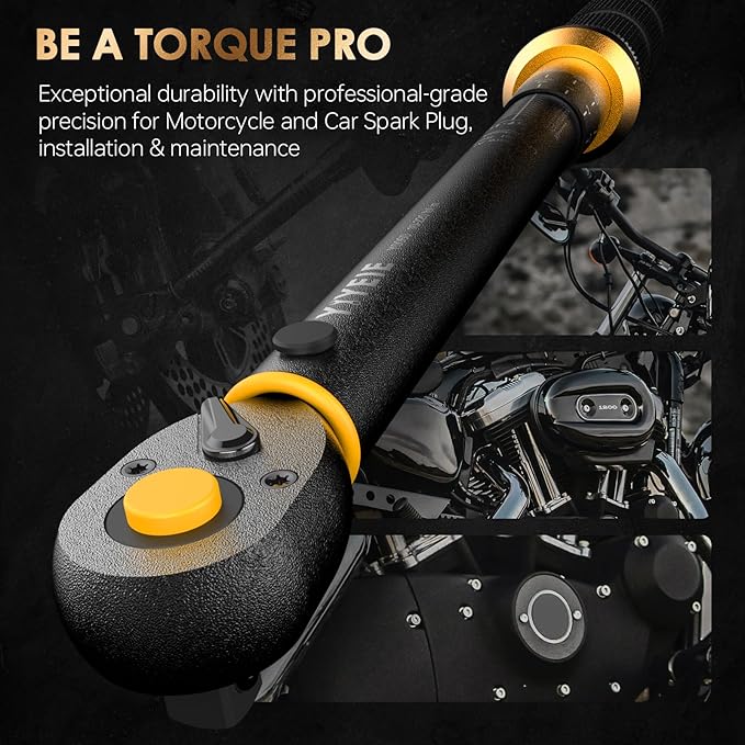 Upgrade 3/8" Drive Torque Wrench, 10-45 FT.LB/13.6-61 Nm, Click Torque Wrench for Bike, Motorcycle and Car Spark Plug, ±3% High Accuracy, with Easy-to-Use Locking Ring
