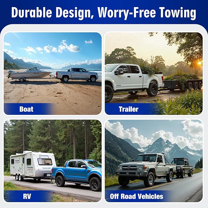 Adjustable Trailer Hitch Fits 2" Receiver - Heavy-Duty 12,500 lbs GTW Aluminum Tow Hitch with Dual Ball (2" & 2-5/16"), 6" Drop/Rise, 4 Silencer Pads & Anti-Theft Lock for Trucks and SUVs