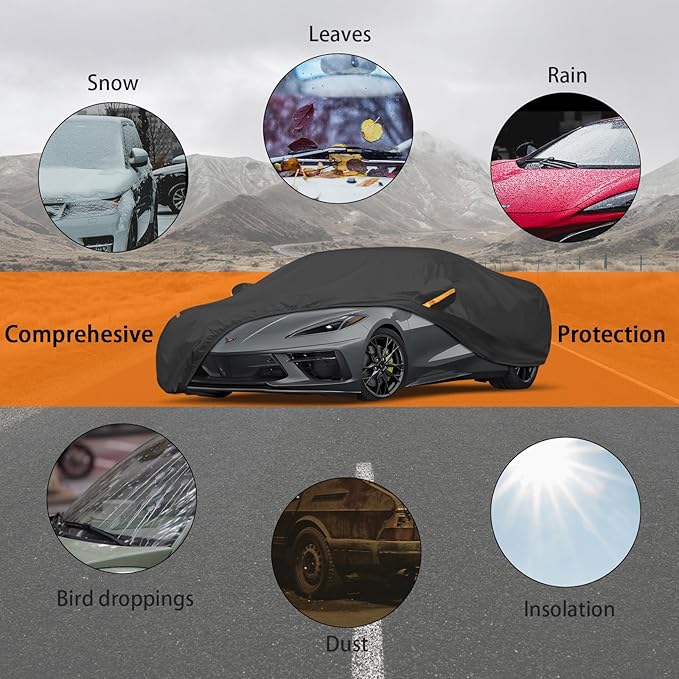 UV Protection Car Cover Windproof Dustproof Scratch Resistant Outdoor Universal Full Car Covers (5-Coupe Car Cover, C7-Fit Coupe/Cabrio-Length 218-227 inch)