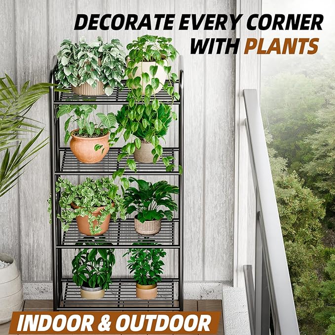 4 Tier Metal Pantry Shelves for Storage, 38” Tall Laundry Room Shelf, Multipurpose Shelf for Plant, Bedroom, Kitchen, Bathroom, Black
