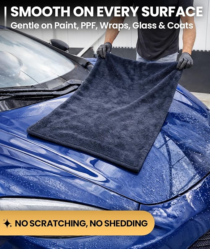 EVEO Car Drying Towel - (1300 GSM) XL Drying Towels Car Detailing - Car Microfiber Towel (36"x24") Microfiber Drying Towels for Cars Towels Drying, Car Wash Towels, No Scratch, Ultra Absorbent - Grey