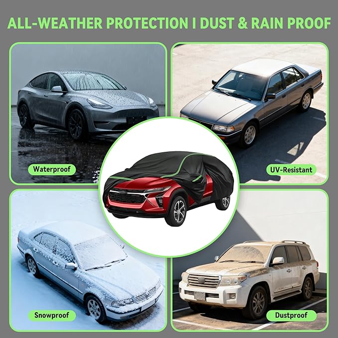 Car Cover fits Toyota Camry 1987-2026, Car Size, 6 Layers Waterproof All Weather Protection, Sun UV Rain Snow Resistant with Windproof Straps & Reflective Design