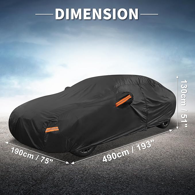 X AUTOHAUX Car Cover for BMW 3 Series 2013-2025 Aluminum Film Outdoor Waterproof Sun Rain Snow Hail Protection with Driver Door Zipper