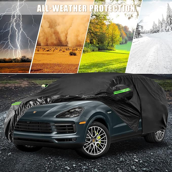 Waterproof Car Cover Replace for 2009-2025 Porsche Cayenne, 6 Layers All Weather Full Car Covers with Zipper Door & Windproof Bands for Snow Rain Dust Hail Protection (Cayenne)