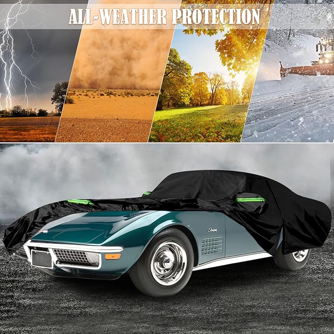Waterproof Car Covers Replace for 1968–1982 Corvette C3, 6 Layers All Weather Custom-fit Car Cover with Zipper Door for Snow Rain Dust Hail Protection (C3)