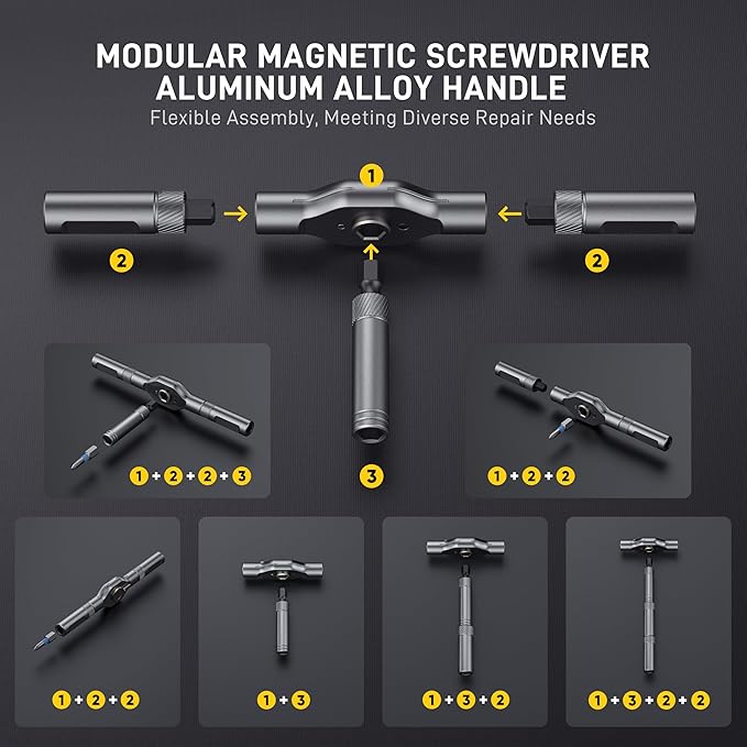 All in One 42 in 1 Magnetic Screwdriver Set Compact Precision Repair Kit for Games Console, Tablet, Ring Doorbell, Glasses, DIY Electronics Yellow