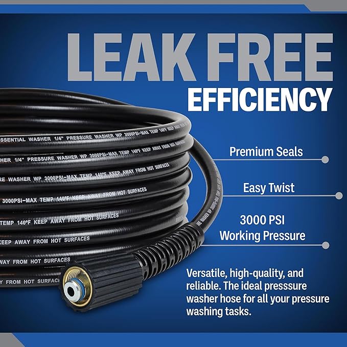 Essential Washer Brass Pressure Washer Gun and Hose Kit | M22 Adaptors | 18" Extension Wand | Nozzle Guard