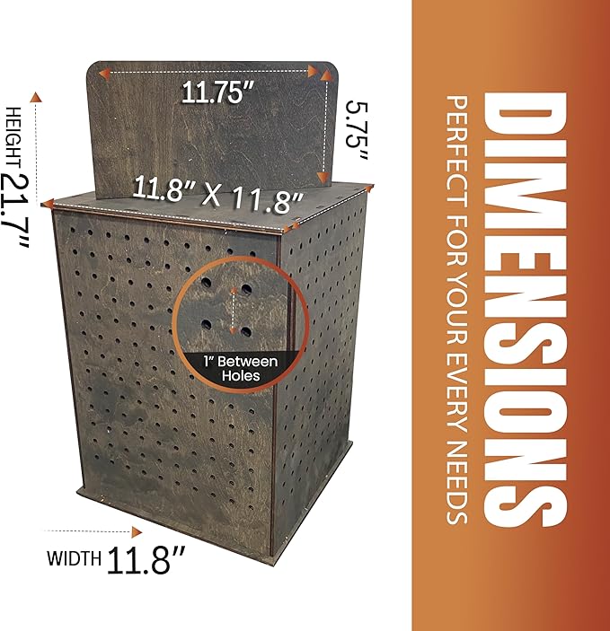 TORCHED DISPLAYS Rotating Display Stand | 22.5 x 16.76-inch | Rotating Organizer Wood Pegboard | Pegboard Display Stand for Craft Shows, Vendor Events, Jewelry, Accessories | Ebony