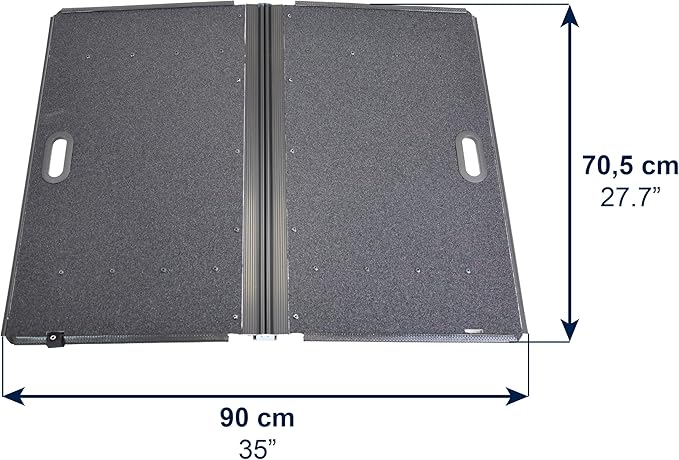 KMINA Folding Threshold Ramp (1.6 Inch Height), Wheelchair Ramp, Anti-Slip Surface, 600 lb Capacity, Portable Design with Handle and Holster