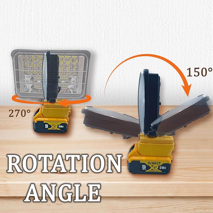 Cordless LED Work Light for Dewalt 20V Battery，90W 5400ML LED Wide Beam Flood Light with Two USB Charging Port Light for Emergency,Workshop,Garage.(No Battery)