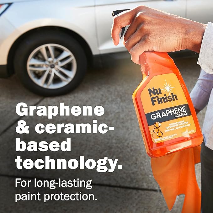 Nu Finish Water-Repellent Ceramic and Graphene Technology Vehicle Finishing Kit, Car Shine - Includes Graphene Coating Spray and Microfiber Towel