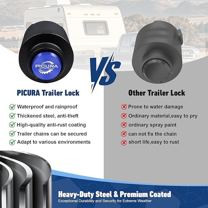 2026 Upgraded Trailer Hitch Locks Fits 2 5/16 Inch Coupler, Heavy Duty Trailer Lock, Anti-Theft Trailer Coupler Lock for RV, Trailer, Boat, Pickup(Blue)