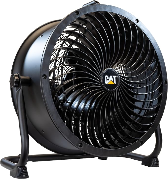 Caterpillar® fan 18”-Blade High-Velocity Drum Fan Heavy Duty Industrial Grade (Black, 2-in-1): 3,400 CFM, 4-Speed, 360 Degree Adjustable Drum Head, Dual Ball Bearing Motor with Die-Cast Cover