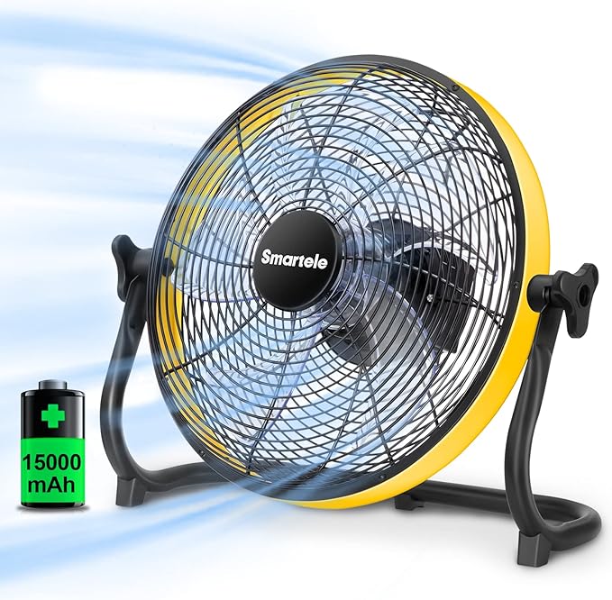 Large Battery Operated Outdoor Rechargeable Camping Fan Up to 30 Hours Battery Powered Floor Fan Cordless Outdoor Battery Fan, 2 Hours Fast Charging,16 inches