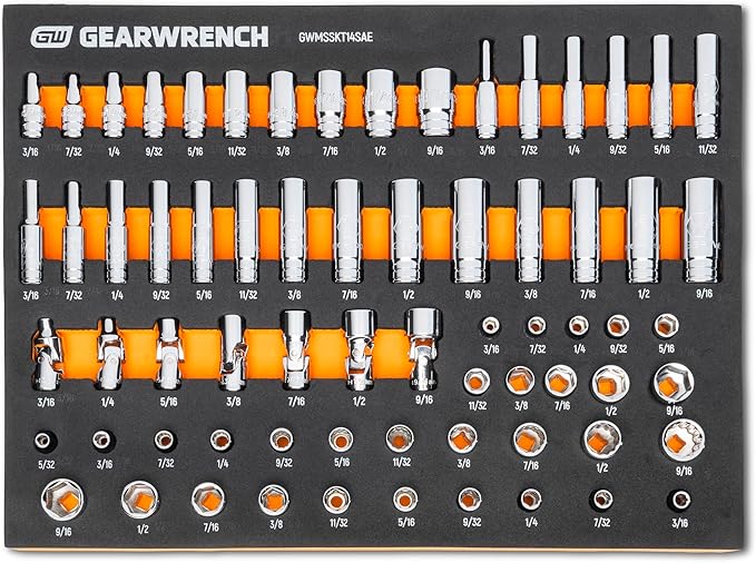 GEARWRENCH 68 Piece 1/4” Drive Master SAE Socket Set in Foam Storage Tray - GWMSSKT14SAE