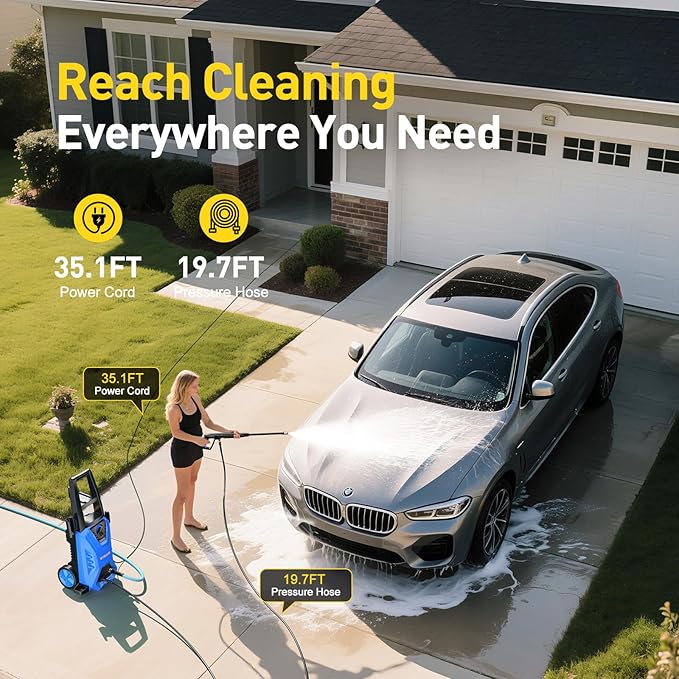 EVEAGE Electric Pressure Washer, 4200 PSI 2.8 GPM Power Washer with 1000ML Foam Cannon, 3 Pressure Nozzles, for Car/Fences/Driveway/Home/Patio Cleaning