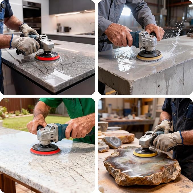 9 PCS 7 Inch Diamond Polishing Pads Kit Wet/Dry 50-10000 Grit for Concrete,Stone Edge,Granite,Tile,Marble,Rock,Countertop,Quartz,for Drill Grinder Polisher