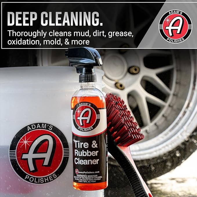 Adam's Polishes Tire & Rubber Cleaner (Gallon) - Removes Discoloration From Tires Quickly - Works Great on Tires, Plastic Trim, and Rubber Floor Mats