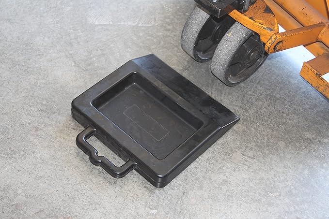 Pallet Jack Wheel Chock - Stop Rolling in Trailer or Truck - Rubber Heavy Duty Stopper with Base - Black