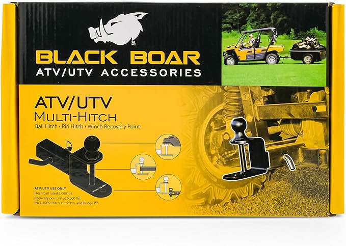 Black Boar ATV/UTV Mount with Hitch Ball and Winch Strap Loop (1 7/8" Ball, 1 1/4" Shank) (66026)