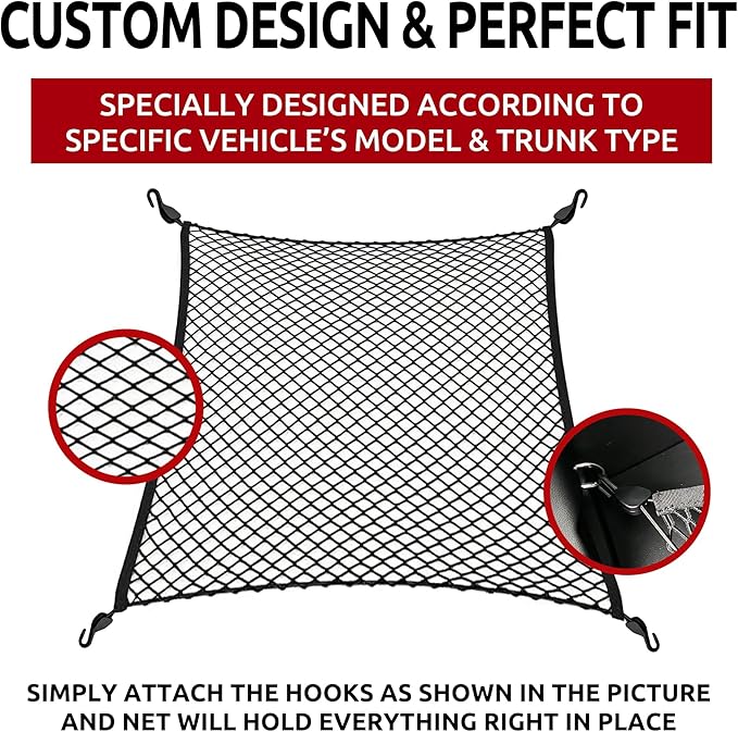 Floor Style Automotive Elastic Trunk Mesh Cargo Net for Acura Integra 2023-2026 - Premium Trunk Organizers and Storage - Luggage Net for Sedan - Best Car Organizer for Acura Integra (DE)