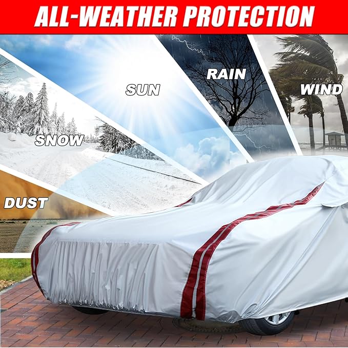 Waterproof Car Covers Replace for 1984–1996 Corvette C4, 6 Layers All Weather Custom-fit Car Cover with Zipper Door & 18 Ponit Windproof Bands for Snow Rain Dust Hail Protection