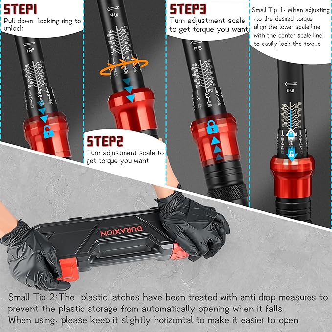 1/2-Inch Drive Torque Wrench 10-170ft.lb/13.6-230.5Nm, ±3% Precision Dual Direction Torque Wrenches with 72-Tooth Dual Range Scales