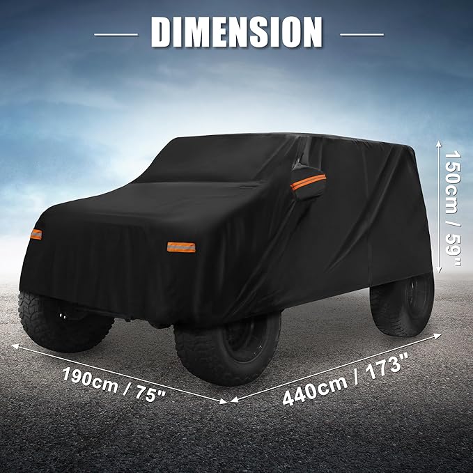 X AUTOHAUX Car Cover for Jeep Wrangler 2DR 2007-2017 Aluminum Film Outdoor Waterproof Sun Rain Snow Hail Protection with Driver Door Zipper
