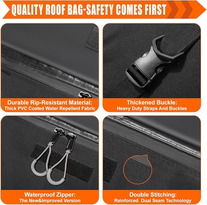 Sailnovo Rooftop Cargo Carrier Roof Bag, 20 Cubic feet Soft Waterproof Car Roof Bag fit Cars with/Without Rack, 6 Tie-Down Straps, 6 Door Hooks, Foldable Car Top Carrier for Road Trip Camping Travel