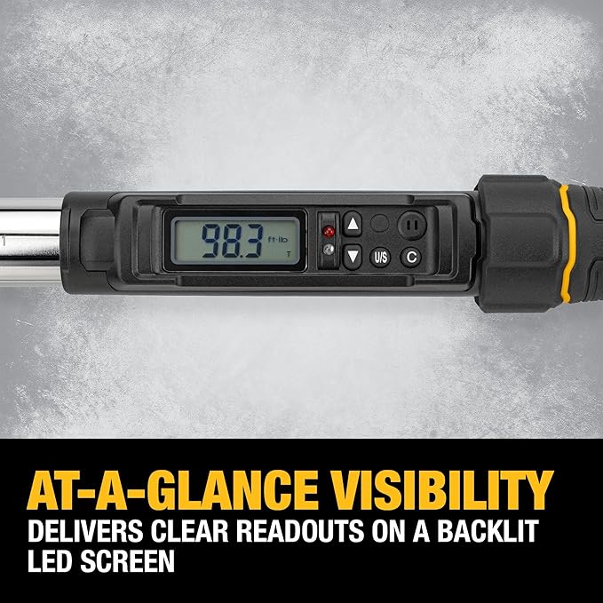 DEWALT Digital Torque Wrench, 3/8 inch Drive, 20-100 FT-LB, with Storage Case (DWMT17061)