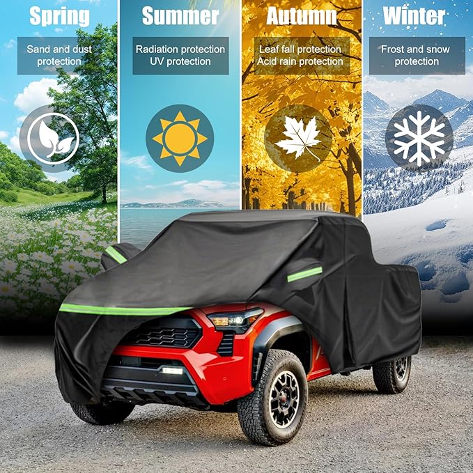 Car Cover Custom Fit for Toyota Tacoma/for Ford Ranger 2005-2025- Heavy Duty 420D Oxford Water-Resistant- UV Sun Rain Protection Full Exterior Cover,with Windproof Straps&Zippered Doors‌