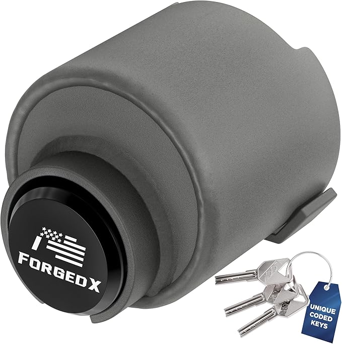 Trailer Lock Heavy Duty Anti Theft Lock Fits 2 5/16-Inch Couplers, Secures Safety Chains, for Trailers, RVs, and Boats (Black)