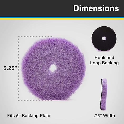 Purple Foamed Wool 5.25" (1-Pack) Combination Wool and Foam pad. Perfect for Compounding or Polishing. Fits 5" Backing Plate.