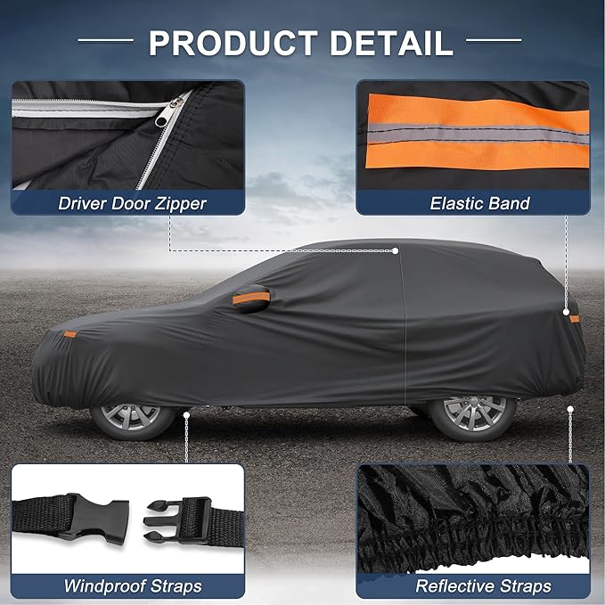 X AUTOHAUX Car Cover for Subaru Forester 210D-PU Outdoor Full Car Cover All Weather with Door Zipper for Waterproof Windproof Sun Rain Snow Protection