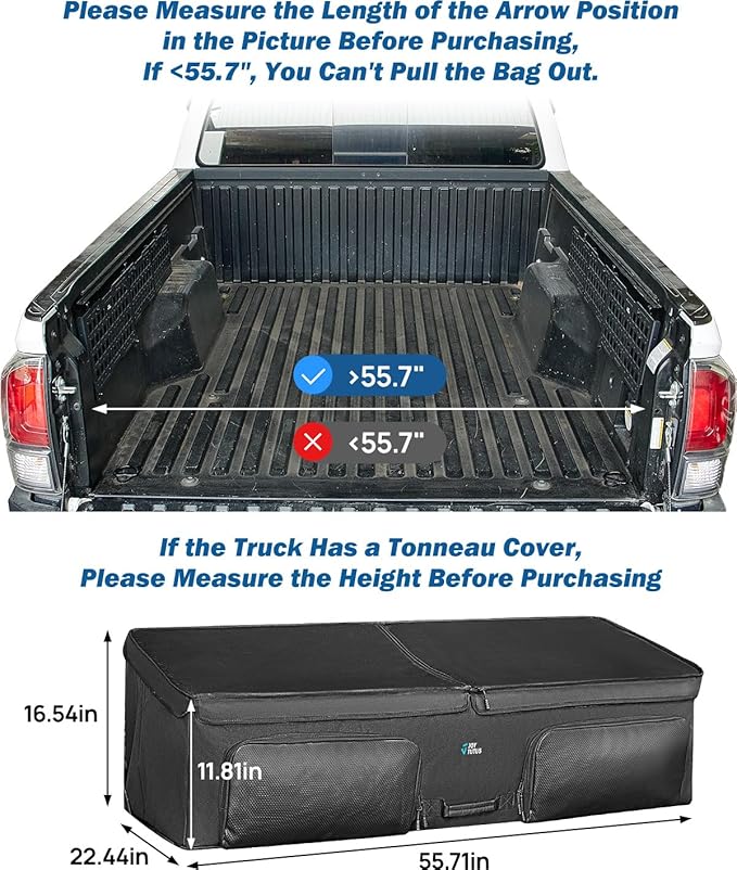 JOYTUTUS Truck Bed Cargo Box Organizer for Pickup, Truck Bed Cargo Bag, Storage Organizer Carrier Accessories for Groceries, Golf, Easily Slide in and Out, Easy Access
