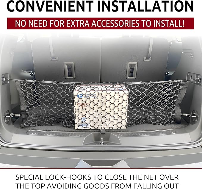 Envelope Style Trunk Mesh Cargo Net for GMC Acadia Buick Enclave Chevy Traverse 2010-2025, Automotive Exterior Accessories - Premium Car Storage Organizers, Cargo Bed Net For Pickup Truck