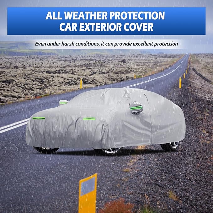 Car Cover Fit for Audi A5/S5/RS5 Sedan 2007-2026, Migaven Waterproof Full Exterior Cover Sun Rain Protection with Door Zipper and Cotton Lining, Silver
